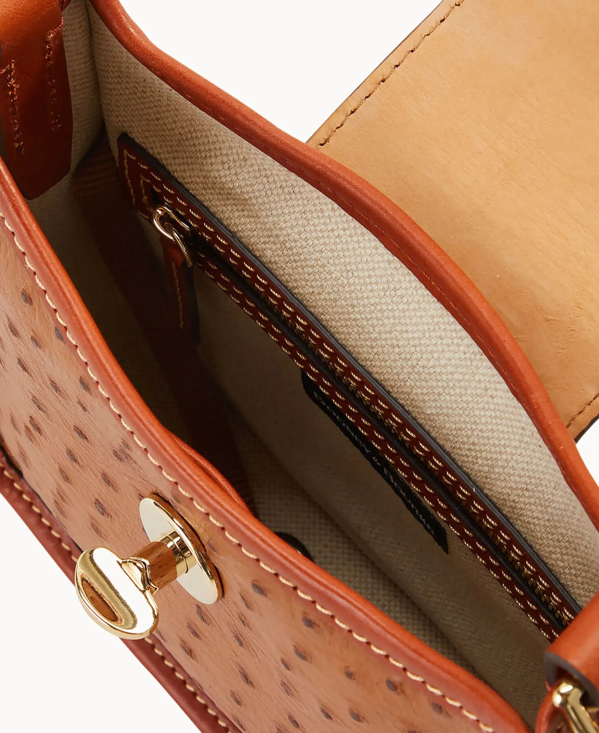 Dooney & Bourke Exotic Leather|Travel<Ostrich Turnlock Messenger 20 Caramel