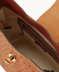 Dooney & Bourke The Ostrich Turnlock Collection|Picnic in the Park<Ostrich Turnlock Sac 22 Caramel