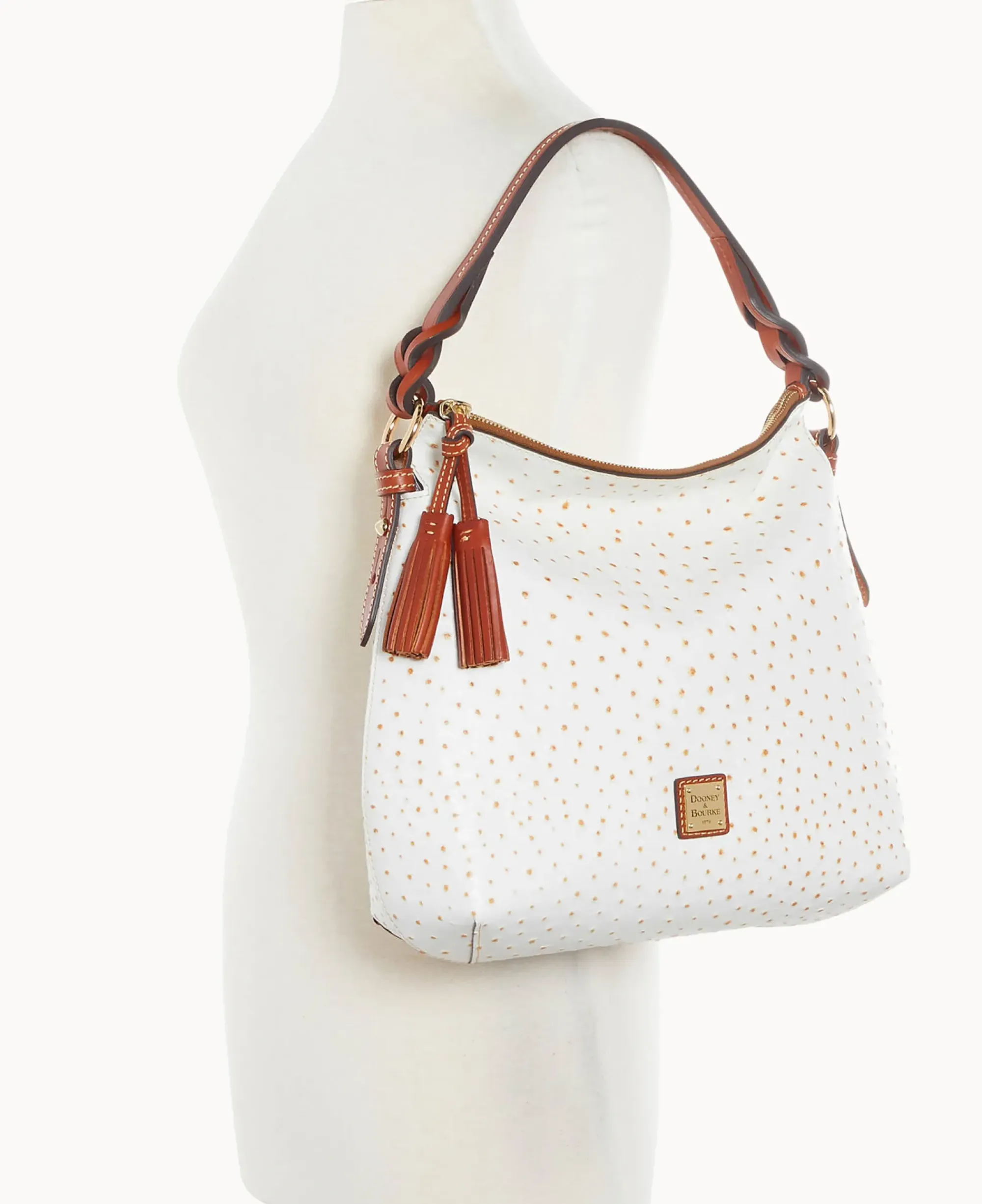 Dooney & Bourke Exotic Leather|Shoulder Bags<Ostrich Twist Strap Hobo Bone