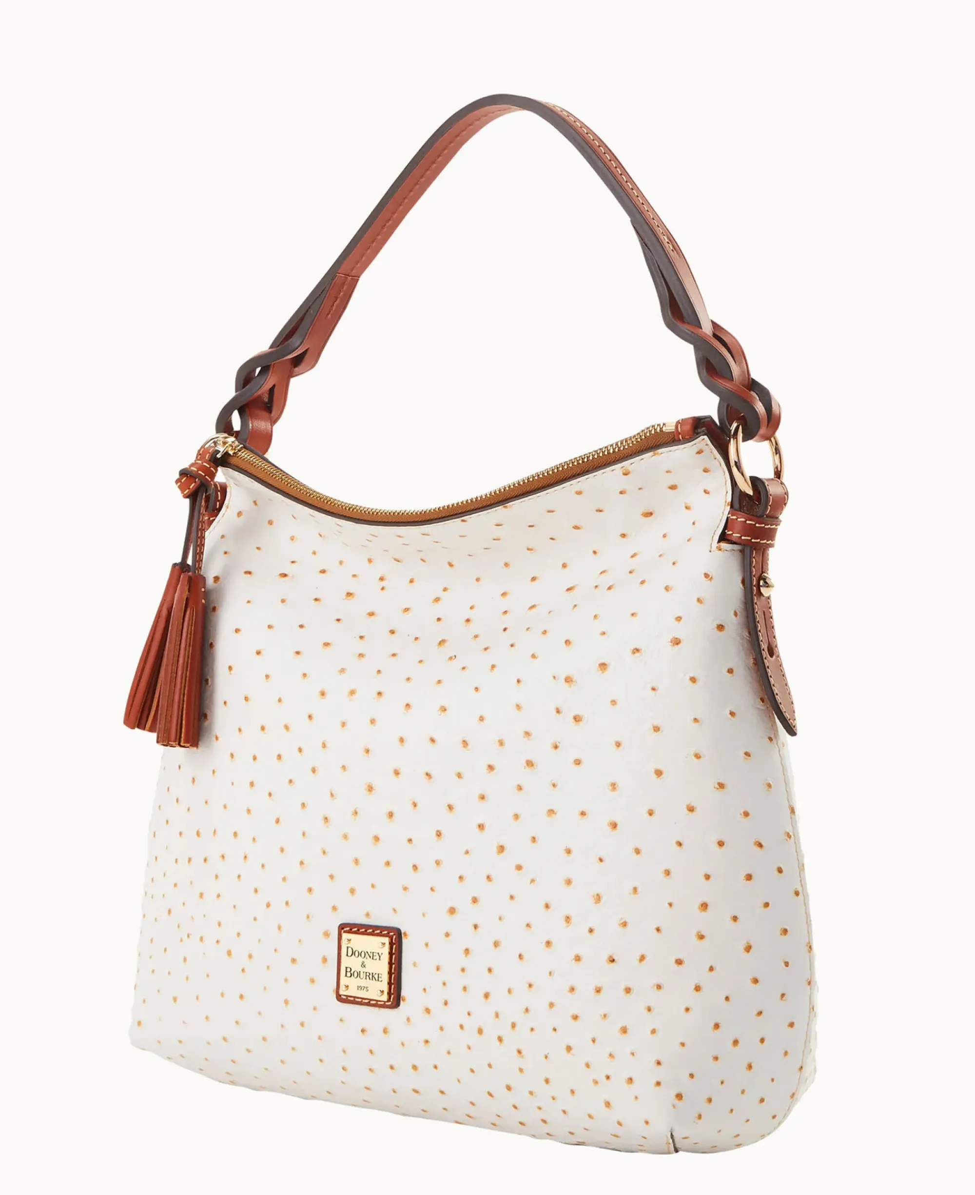Dooney & Bourke Exotic Leather|Shoulder Bags<Ostrich Twist Strap Hobo Bone