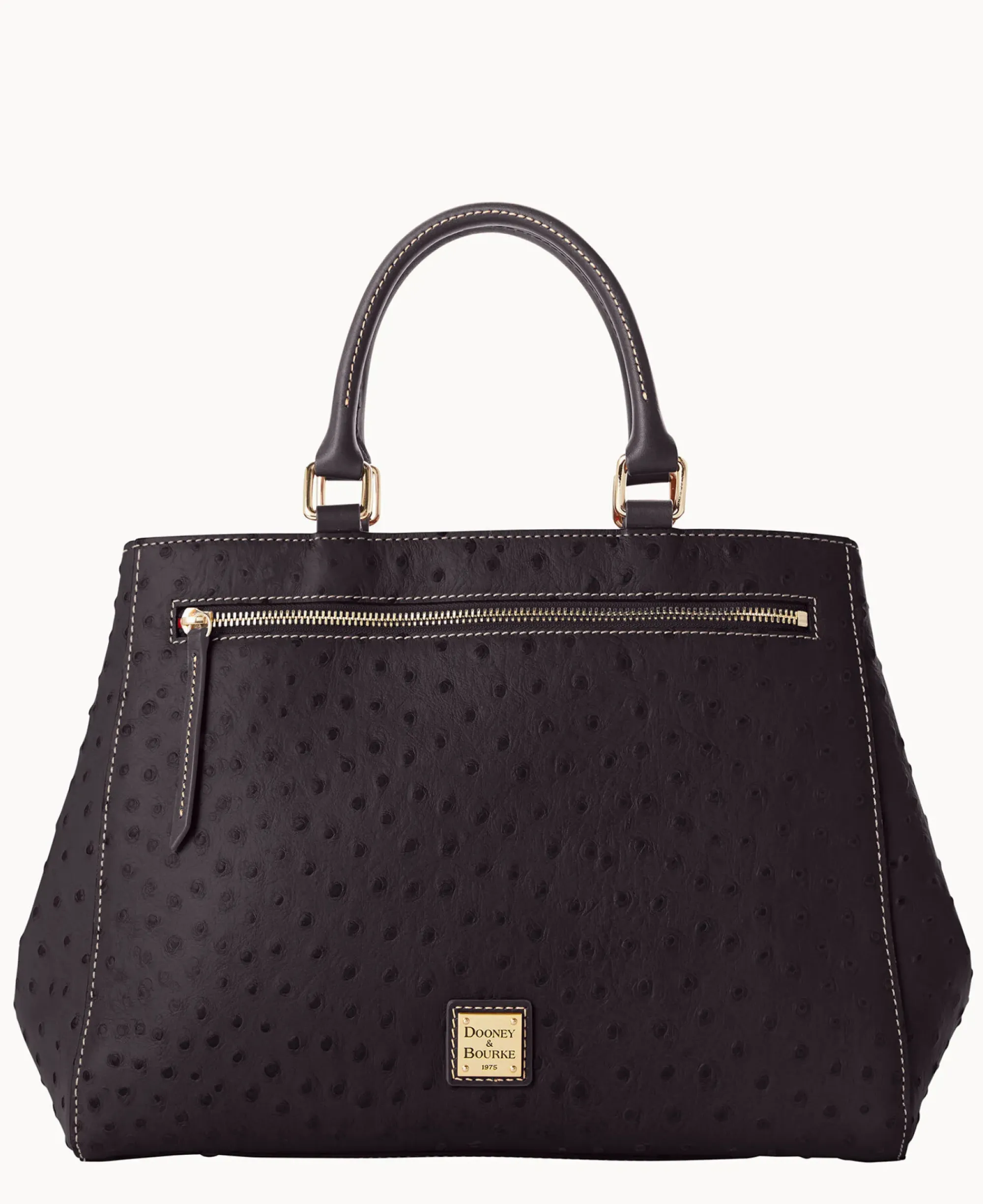 Dooney & Bourke Ready For the Getaway|Exotic Leather<Ostrich Zip Satchel Black Black