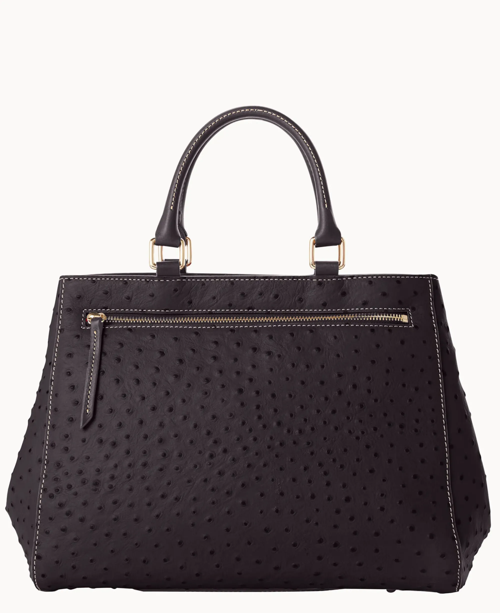 Dooney & Bourke Ready For the Getaway|Exotic Leather<Ostrich Zip Satchel Black Black