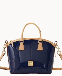 Dooney & Bourke Smooth Leather|Shoulder Bags<Patent Domed Satchel Indigo