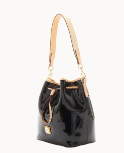 Dooney & Bourke Smooth Leather|Shoulder Bags<Patent Drawstring Black