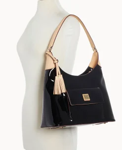 Dooney & Bourke Smooth Leather|Shoulder Bags<Patent Hobo Black
