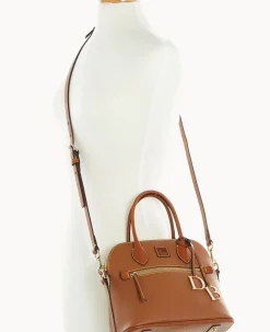 Dooney & Bourke The Pebble Grain Collection|Ready For the Getaway<Pebble Grain Domed Satchel Caramel