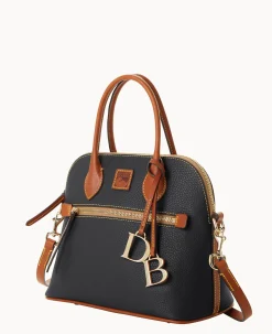 Dooney & Bourke The Pebble Grain Collection|Ready For the Getaway<Pebble Grain Domed Satchel Black