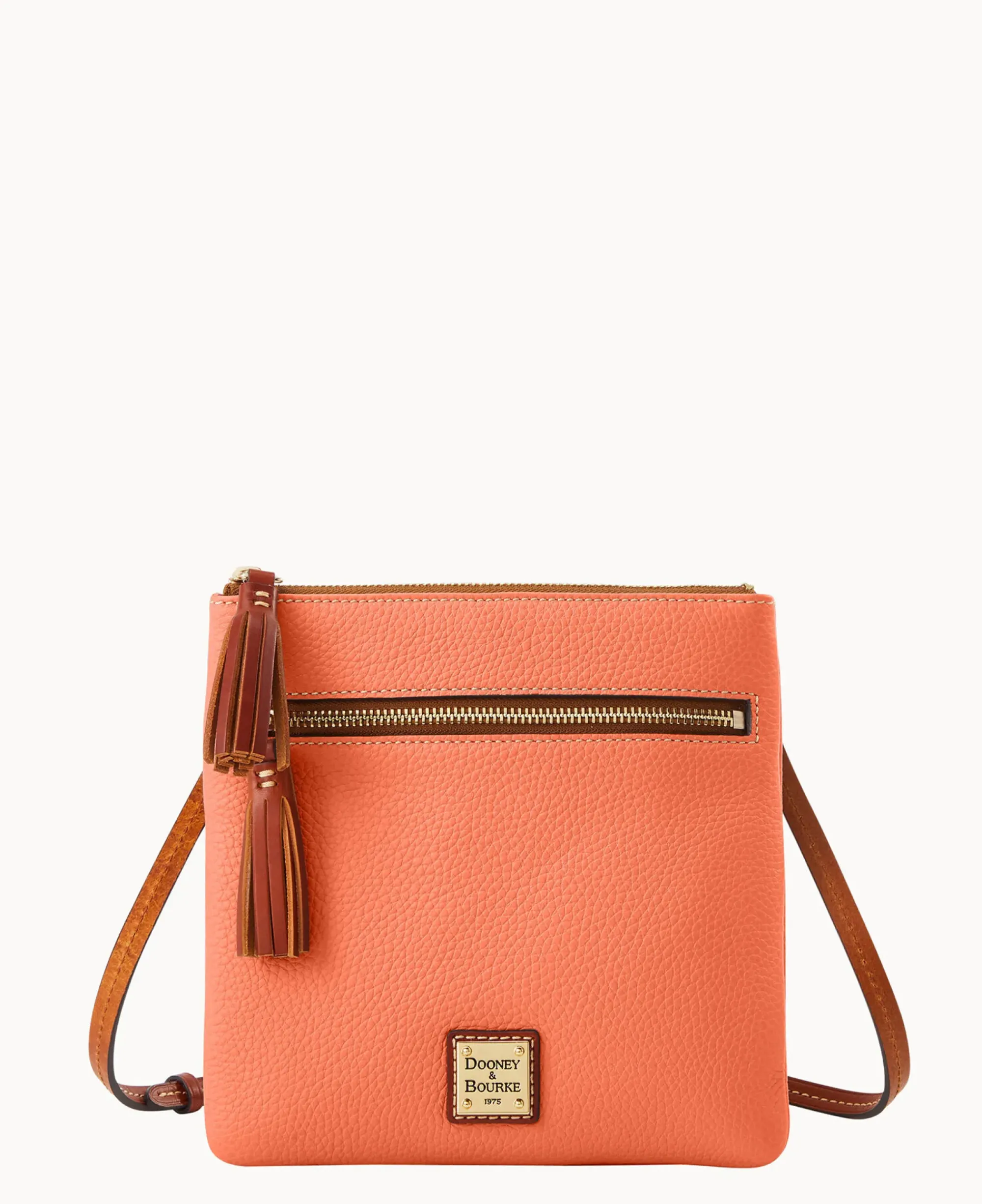 Dooney & Bourke The Pebble Grain Collection|Pebbled Leather<Pebble Grain Double Zip Tassel Crossbody Coral