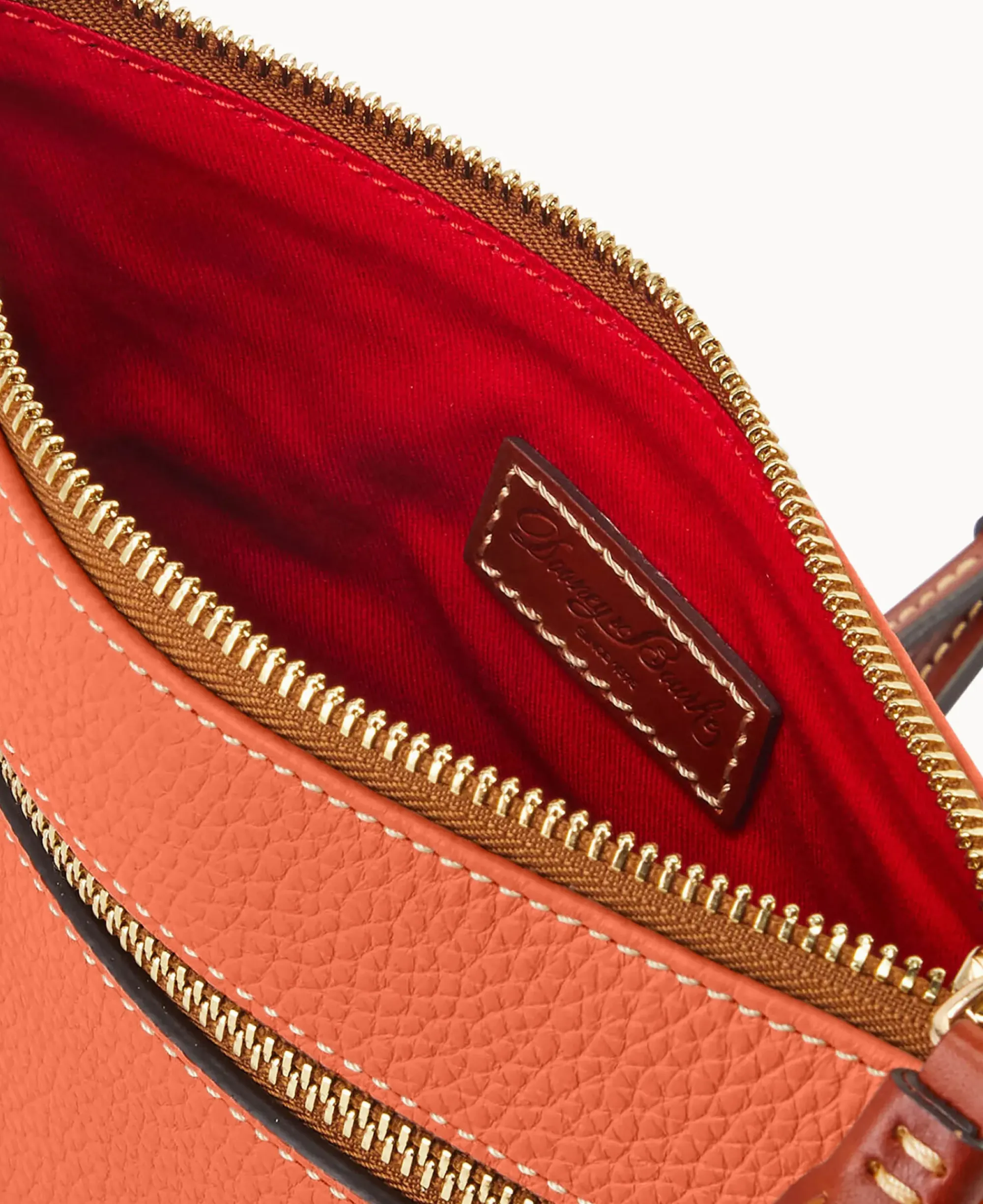 Dooney & Bourke The Pebble Grain Collection|Pebbled Leather<Pebble Grain Double Zip Tassel Crossbody Coral