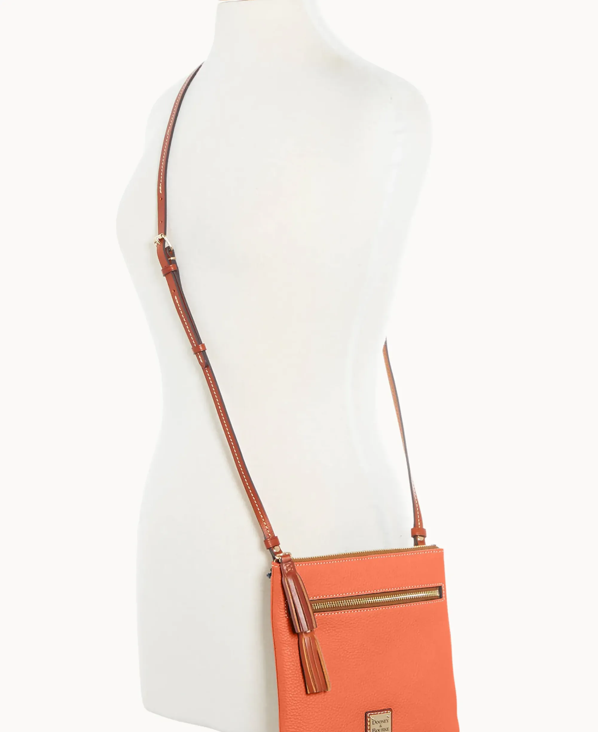 Dooney & Bourke The Pebble Grain Collection|Pebbled Leather<Pebble Grain Double Zip Tassel Crossbody Coral