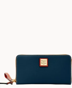 Dooney & Bourke The Pebble Grain Collection|Grab and Go<Pebble Grain Large Zip Around Wristlet Midnight Blue