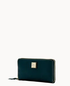 Dooney & Bourke The Pebble Grain Collection|Grab and Go<Pebble Grain Large Zip Around Wristlet Black Black