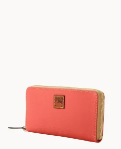 Dooney & Bourke The Pebble Grain Collection|Grab and Go<Pebble Grain Large Zip Around Wristlet Geranium