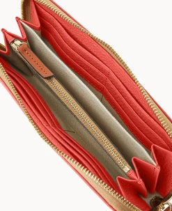 Dooney & Bourke The Pebble Grain Collection|Grab and Go<Pebble Grain Large Zip Around Wristlet Geranium