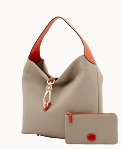 Dooney & Bourke The Pebble Grain Collection|Pebbled Leather<Pebble Grain Logo Lock Shoulder Bag with Pouch Taupe