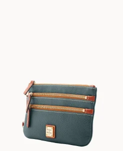 Dooney & Bourke The Pebble Grain Collection|Grab and Go<Pebble Grain Triple Zip Wristlet Forest