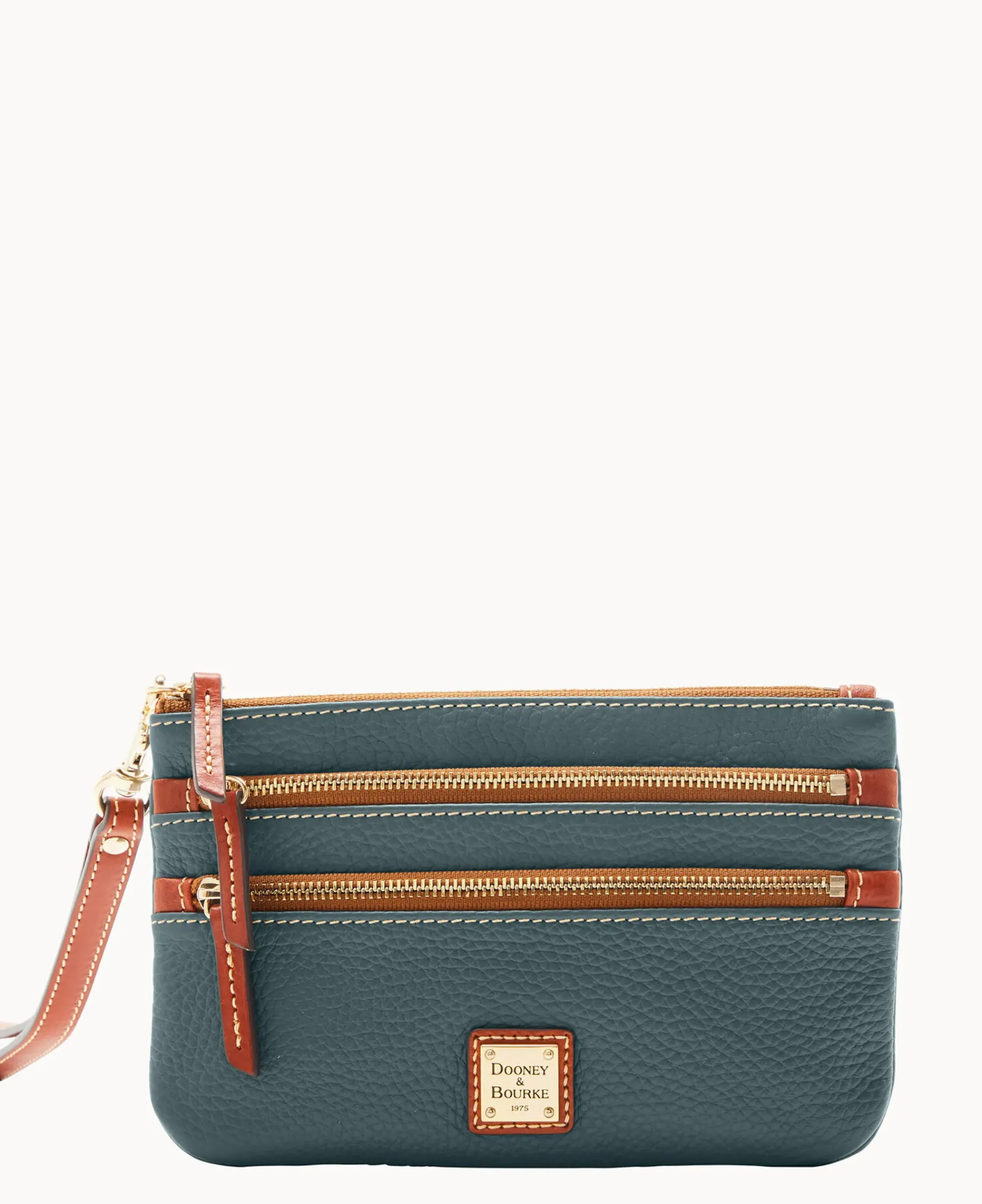 Dooney & Bourke The Pebble Grain Collection|Grab and Go<Pebble Grain Triple Zip Wristlet Forest