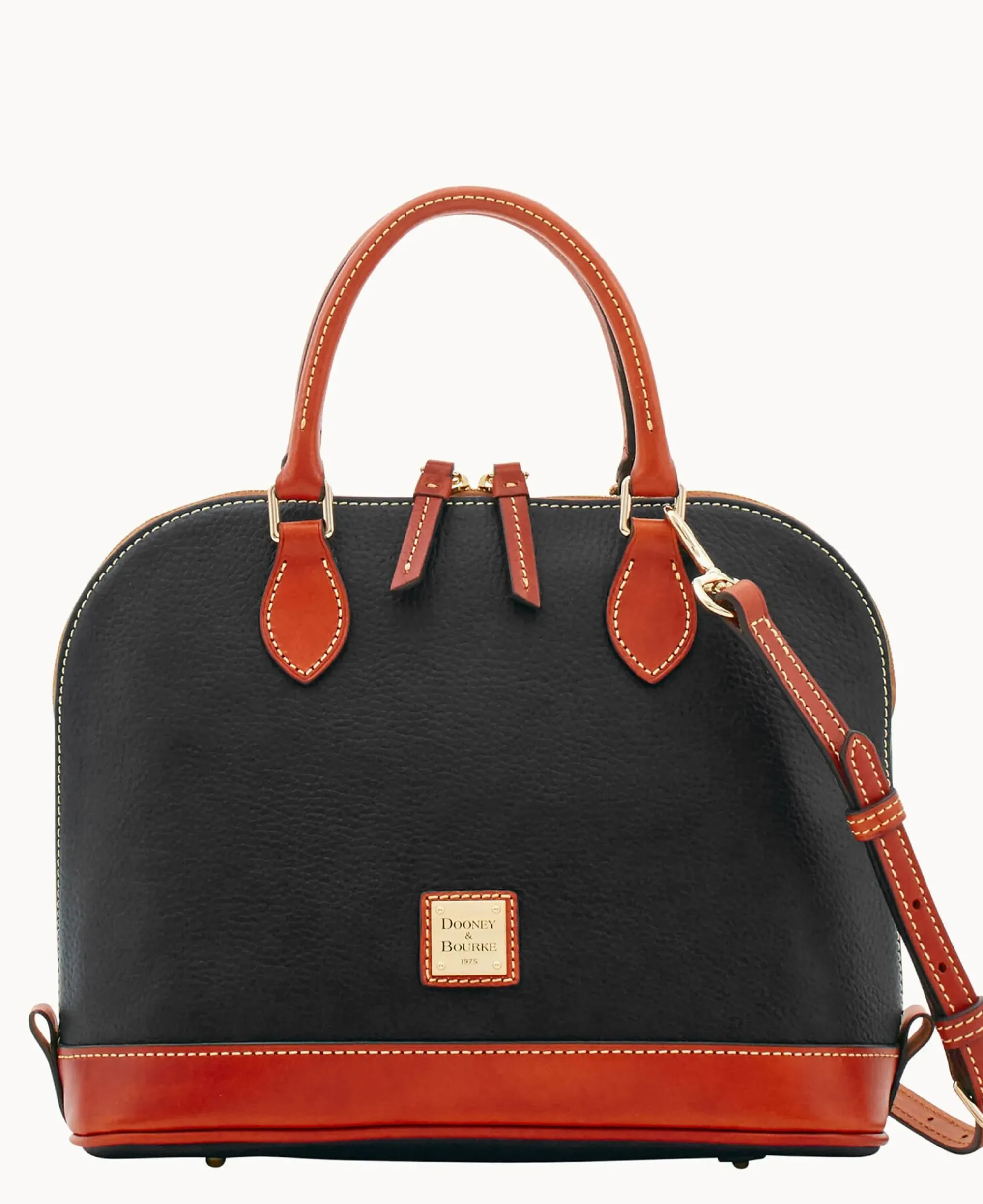 Dooney & Bourke Ready For the Getaway|Pebbled Leather<Pebble Grain Zip Zip Satchel Black