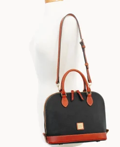 Dooney & Bourke Ready For the Getaway|Pebbled Leather<Pebble Grain Zip Zip Satchel Black