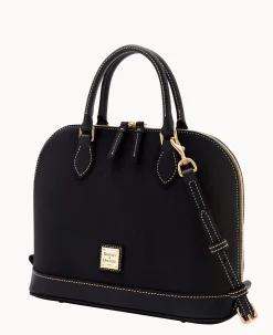 Dooney & Bourke The Pebble Grain Collection|Ready For the Getaway<Pebble Grain Zip Zip Satchel Black Black