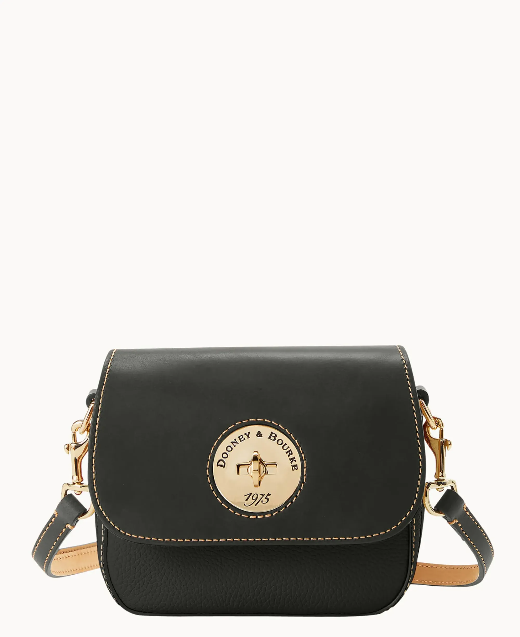 Dooney & Bourke Pebbled Leather|Mini Bags<Pebble Turnlock Flap Saddle Black