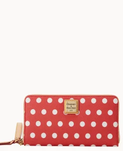 Dooney & Bourke The Polka Dot Collection|Grab and Go<Polka Dot Large Zip Around Wallet Red