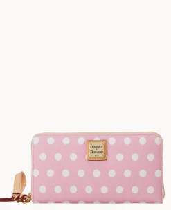 Dooney & Bourke The Polka Dot Collection|Grab and Go<Polka Dot Large Zip Around Wallet Pink