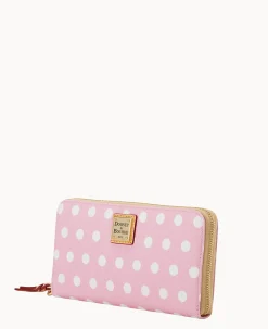 Dooney & Bourke The Polka Dot Collection|Grab and Go<Polka Dot Large Zip Around Wallet Pink