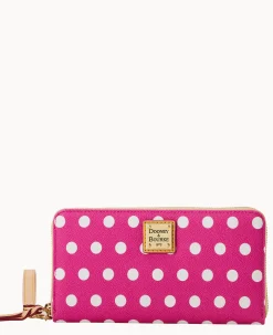 Dooney & Bourke The Polka Dot Collection|Grab and Go<Polka Dot Large Zip Around Wallet Fuchsia