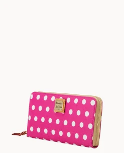 Dooney & Bourke The Polka Dot Collection|Grab and Go<Polka Dot Large Zip Around Wallet Fuchsia