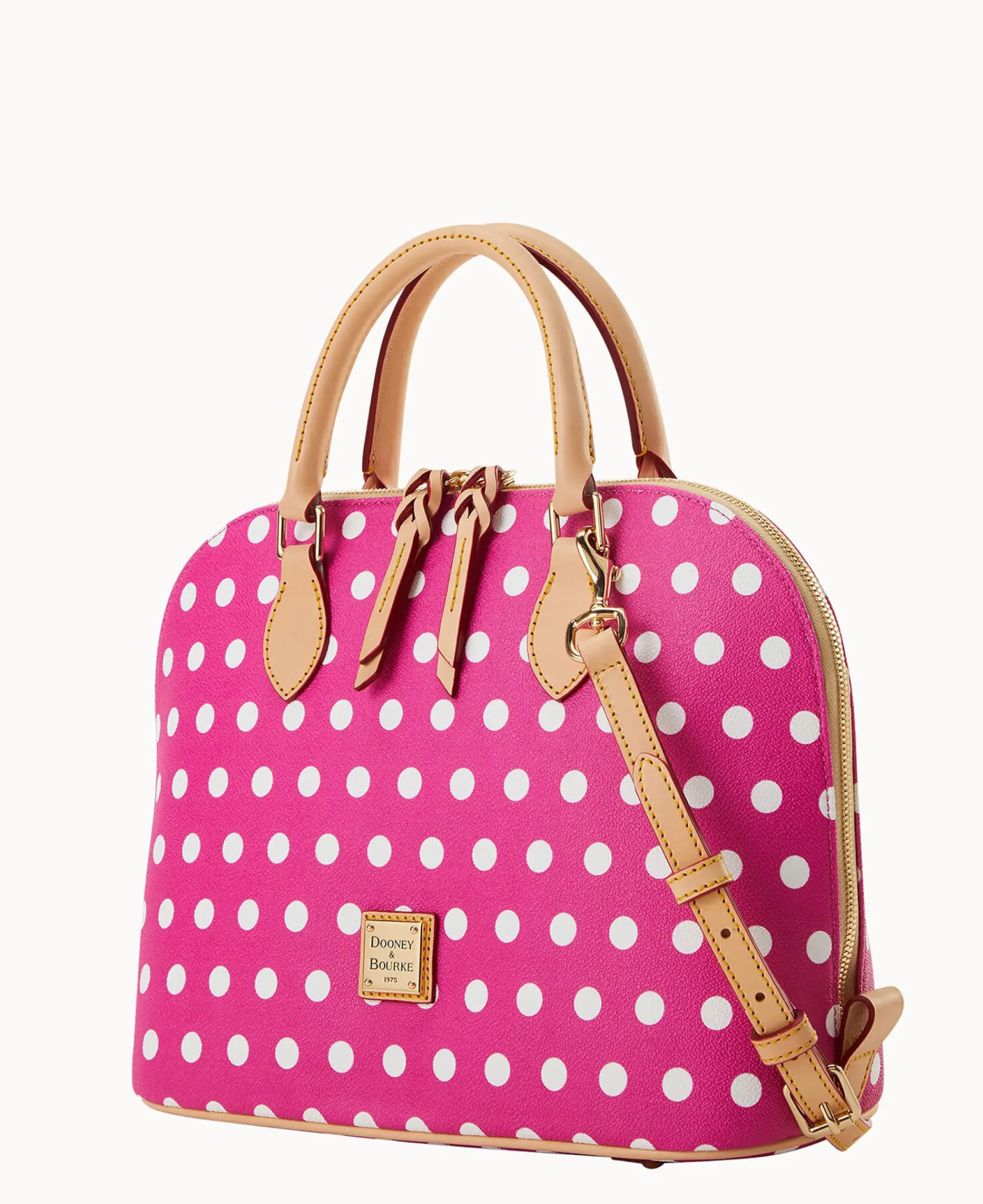 Dooney & Bourke Spring Style|Printed Fabric<Polka Dot Zip Zip Satchel Fuchsia