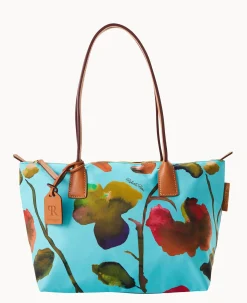 Dooney & Bourke Printed Fabric|Shoulder Bags<Roberta Pieri Flower Classic Sm Robertina Tote w Long Handle Light Blue