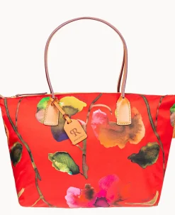 Dooney & Bourke Ready For the Getaway|Printed Fabric<Roberta Pieri Flower Classic Large Robertina Tote Red