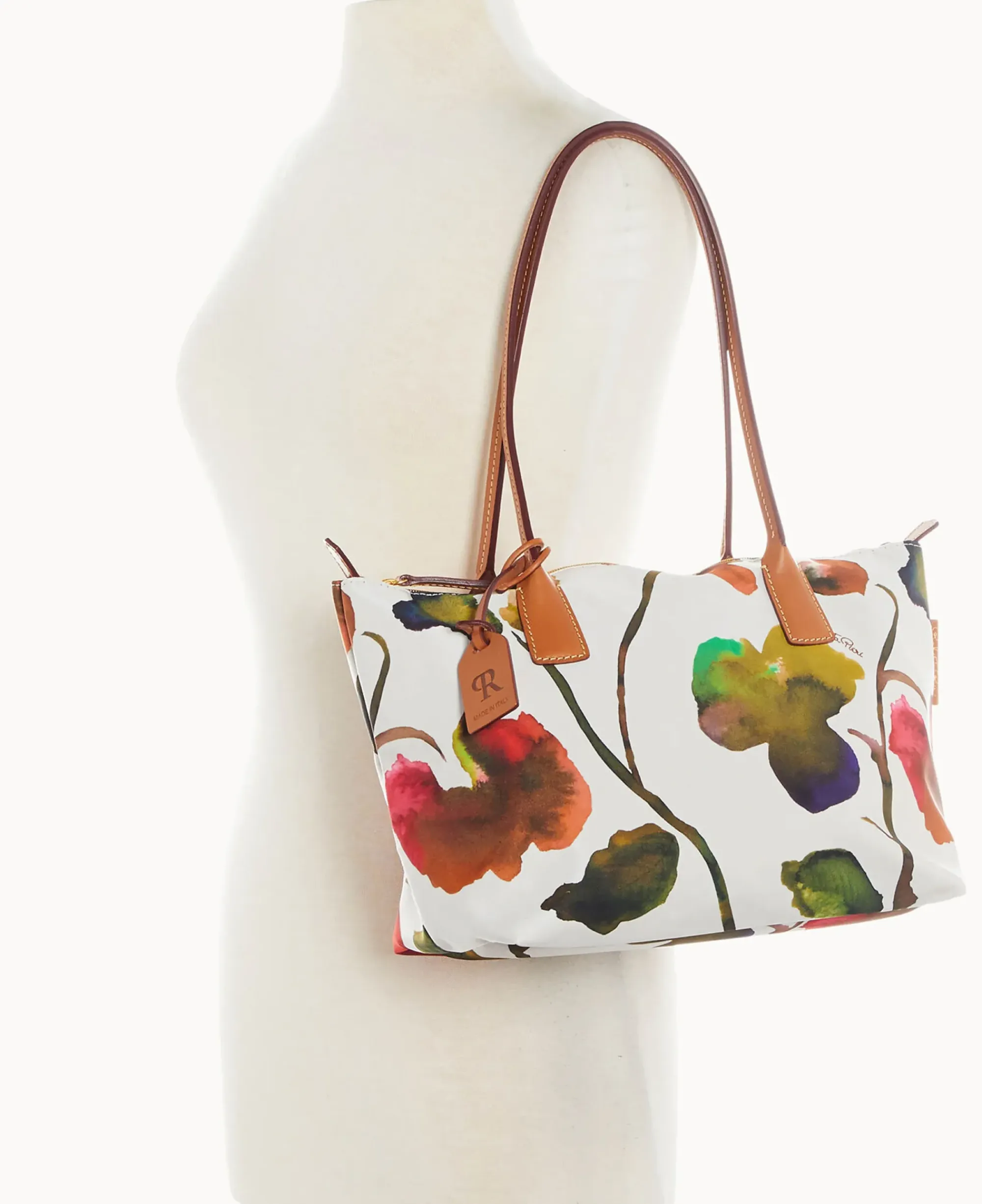 Dooney & Bourke Printed Fabric|Shoulder Bags<Roberta Pieri Flower Classic Sm Robertina Tote w Long Handle White