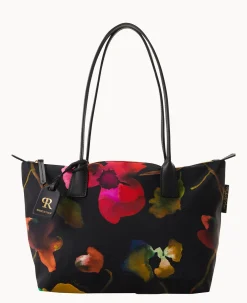 Dooney & Bourke Printed Fabric|Shoulder Bags<Roberta Pieri Flower Classic Sm Robertina Tote w Long Handle Black Black