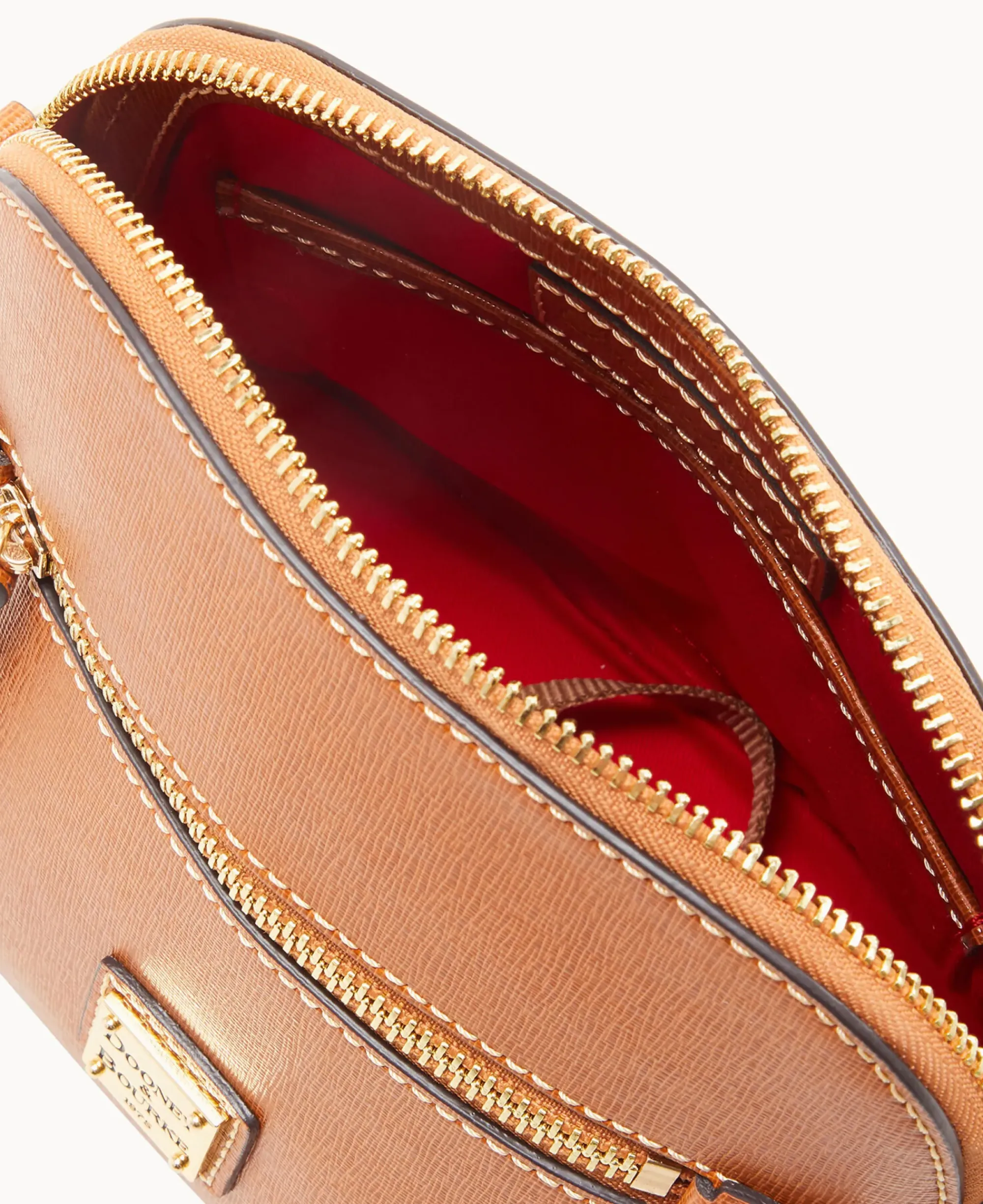 Dooney & Bourke The Saffiano Collection|Textured Leather<Saffiano Domed Crossbody Natural