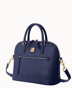 Dooney & Bourke The Saffiano Collection|Ready For the Getaway<Saffiano Domed Zip Satchel Marine