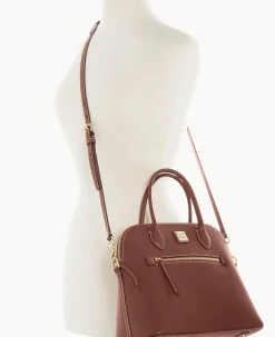 Dooney & Bourke The Saffiano Collection|Textured Leather<Saffiano Large Domed Satchel Amber
