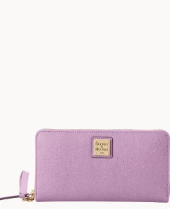 Dooney & Bourke The Saffiano Collection|Grab and Go<Saffiano Large Zip Around Wristlet Light Mauve