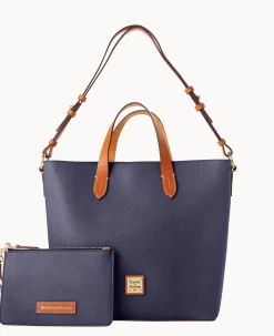 Dooney & Bourke The Saffiano Collection|Textured Leather<Saffiano Lilliana with Pouch Marine