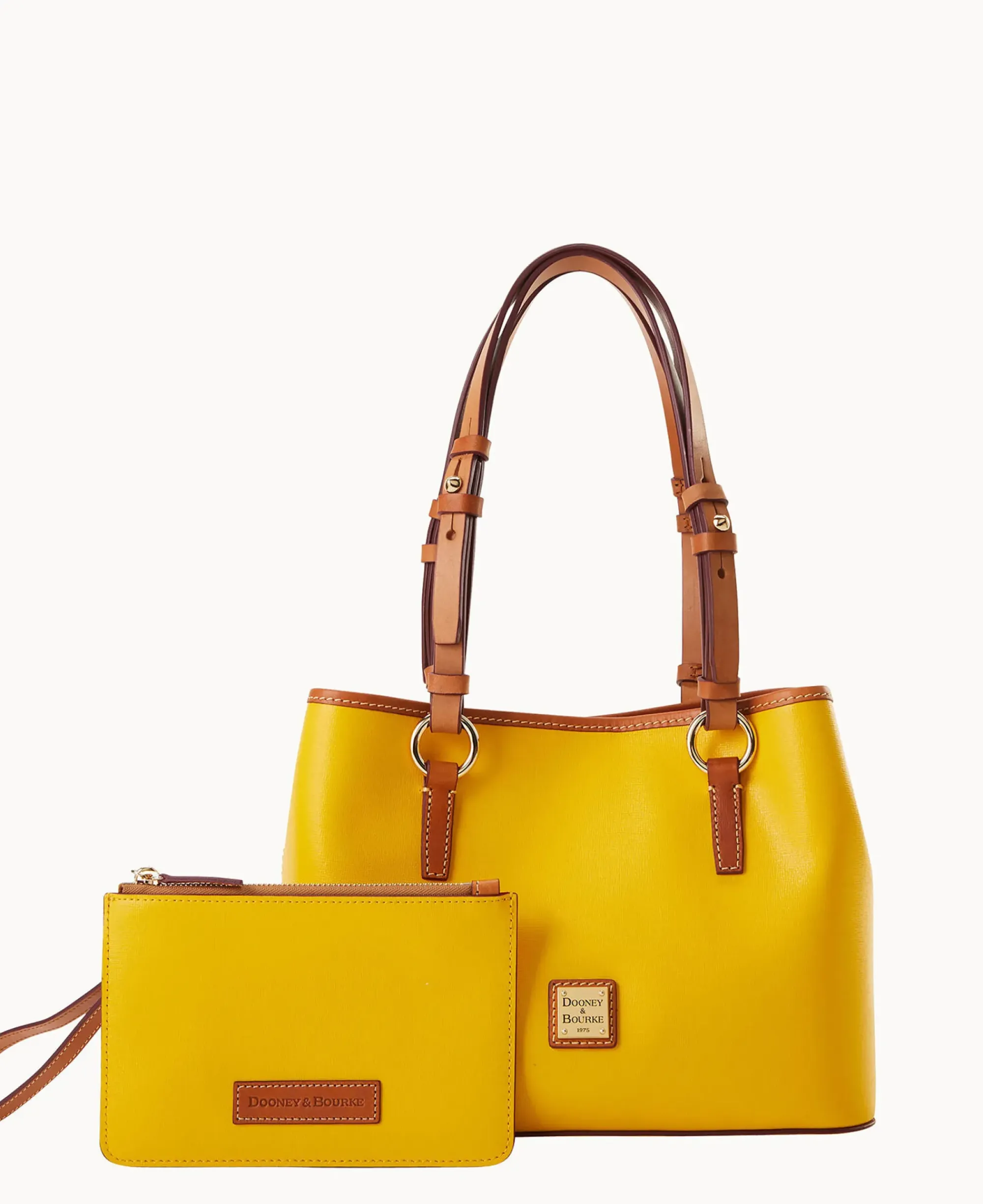 Dooney & Bourke The Saffiano Collection|Textured Leather<Saffiano Small Briana with Pouch Forsythia