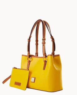 Dooney & Bourke The Saffiano Collection|Textured Leather<Saffiano Small Briana with Pouch Forsythia