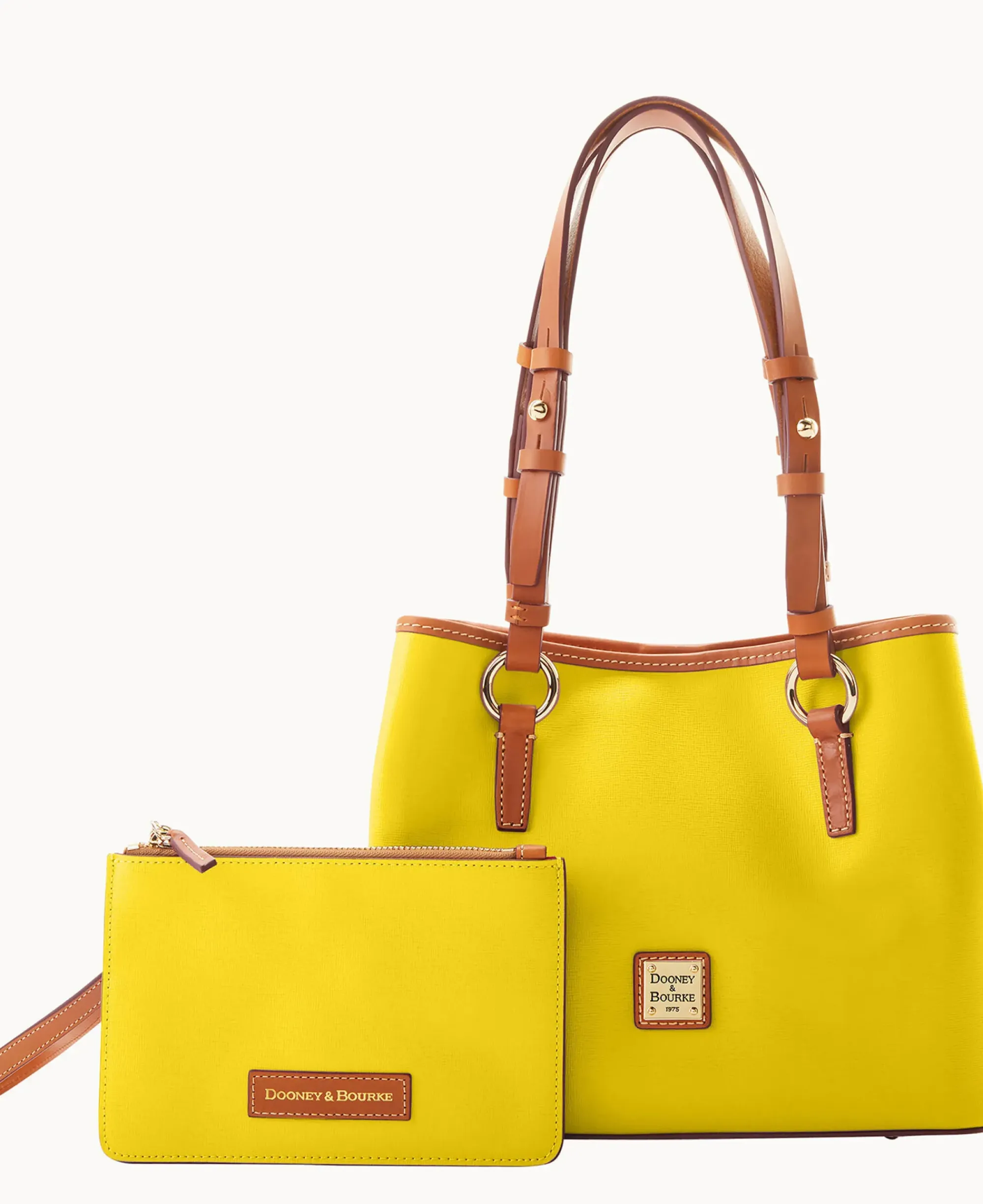 Dooney & Bourke The Saffiano Collection|Textured Leather<Saffiano Small Briana with Pouch Forsythia