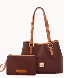 Dooney & Bourke The Saffiano Collection|Textured Leather<Saffiano Small Briana with Pouch Amber