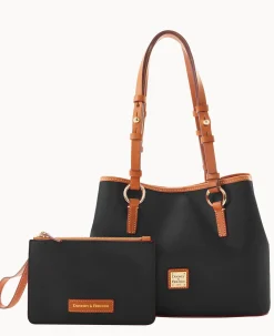 Dooney & Bourke The Saffiano Collection|Textured Leather<Saffiano Small Briana with Pouch Black