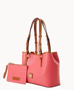 Dooney & Bourke The Saffiano Collection|Textured Leather<Saffiano Small Briana with Pouch Bubble Gum