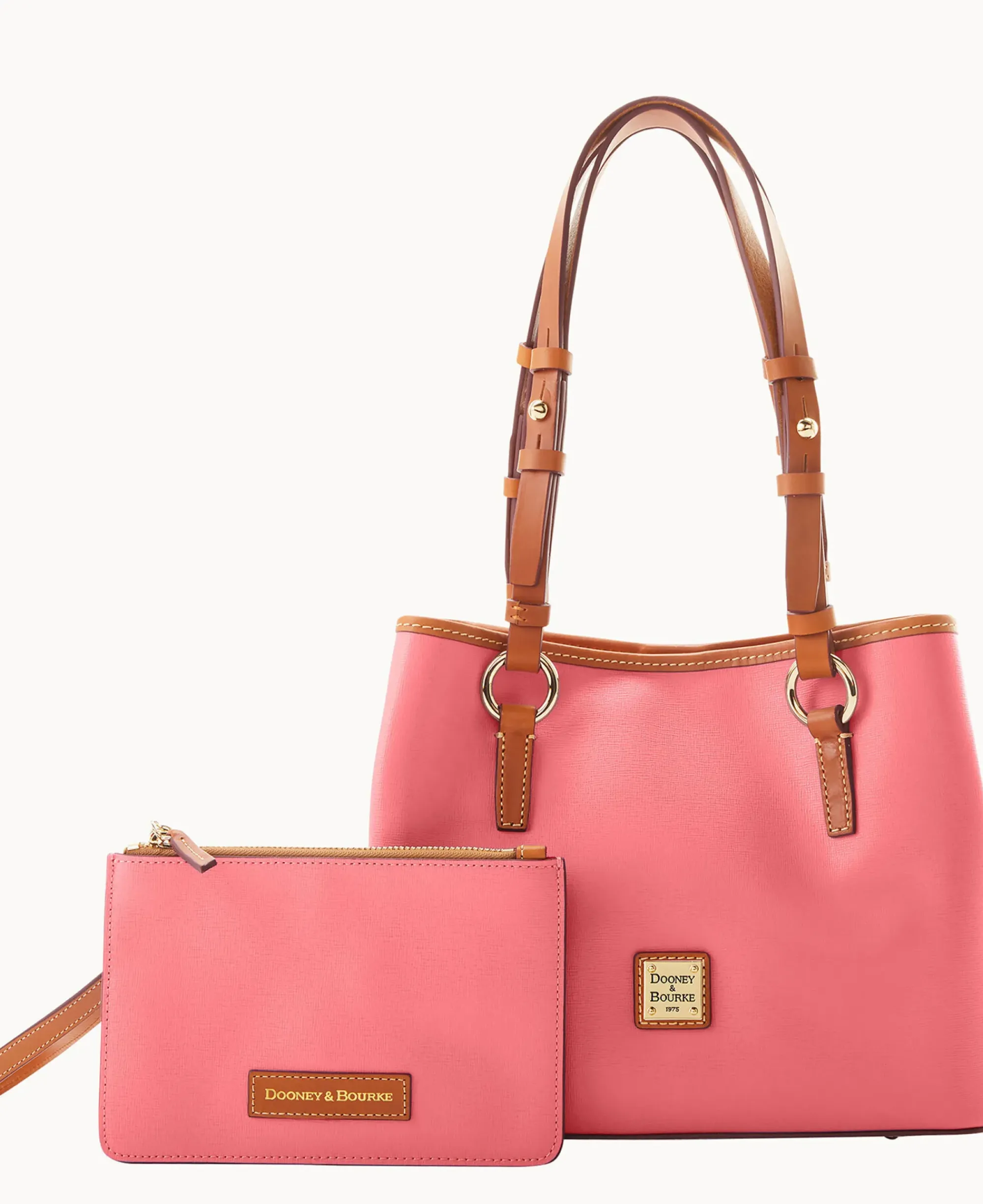 Dooney & Bourke The Saffiano Collection|Textured Leather<Saffiano Small Briana with Pouch Bubble Gum