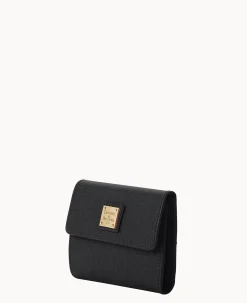 Dooney & Bourke The Saffiano Collection|Grab and Go<Saffiano Small Flap Credit Card Wallet Black