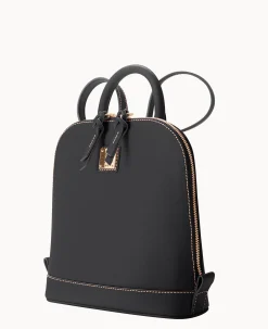 Dooney & Bourke The Saffiano Collection|Textured Leather<Saffiano Small Zip Pod Backpack Black
