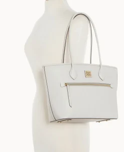 Dooney & Bourke The Saffiano Collection|Textured Leather<Saffiano Tote Ecru